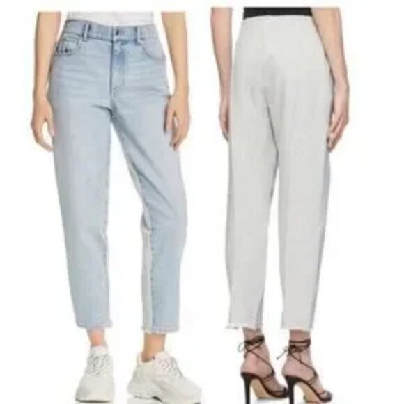 Womens Alexander Wang Ride Clash Light Blue Gray Track Pant Combo Denim Jeans 24 - Picture 1 of 14